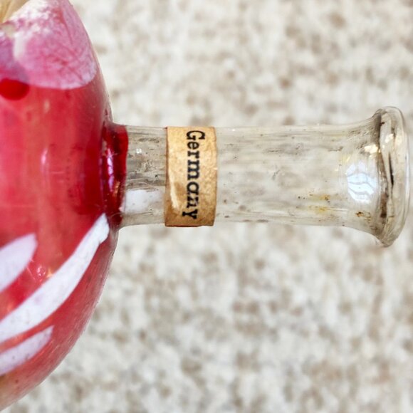 Vintage Germany Indent Red Silver 11" Glass Christmas Tree Topper Feather Medium - Picture 4 of 10